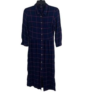 Bershka Purple Plaid Shirt Dress Small‎